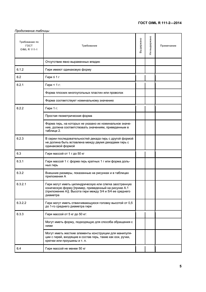 ГОСТ OIML R 111-2-2014,  10.