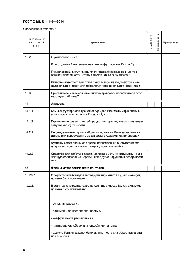 ГОСТ OIML R 111-2-2014,  13.