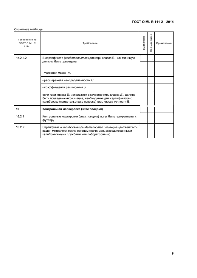 ГОСТ OIML R 111-2-2014,  14.