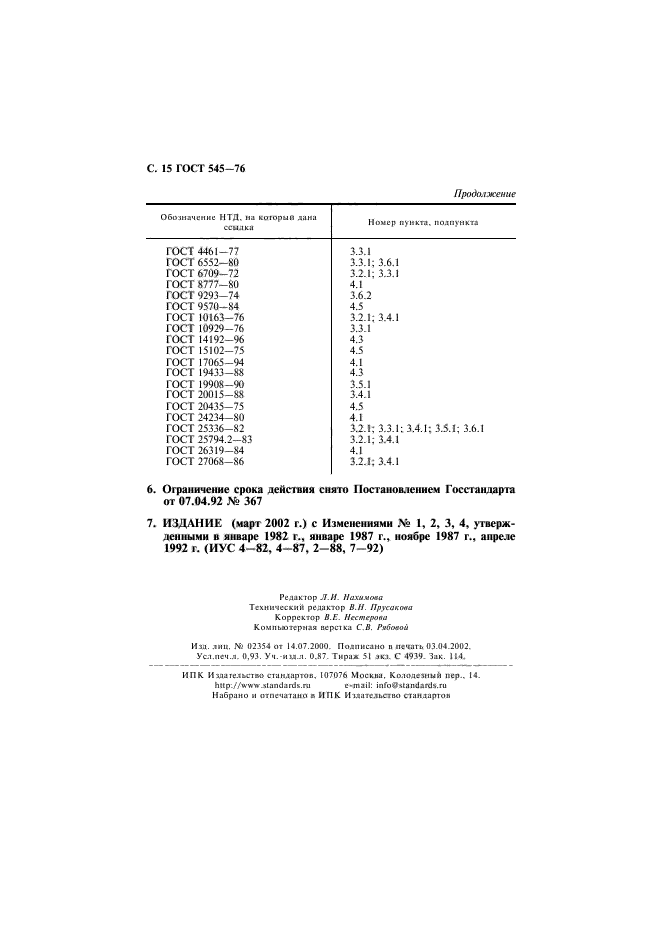 ГОСТ 545-76,  16.