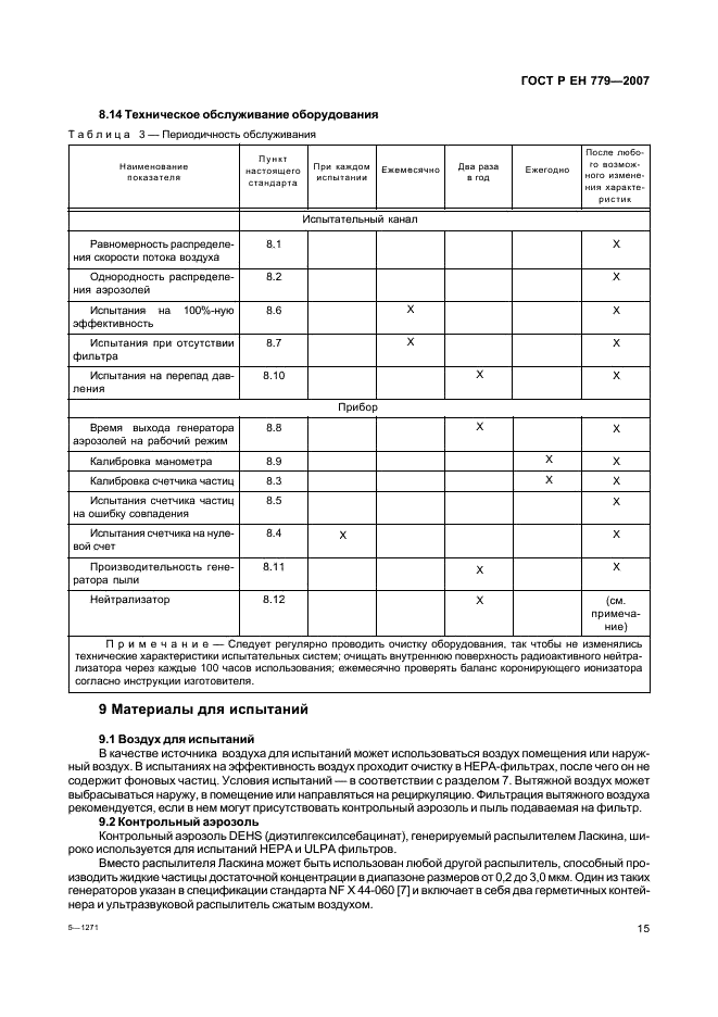 ГОСТ Р ЕН 779-2007,  19.