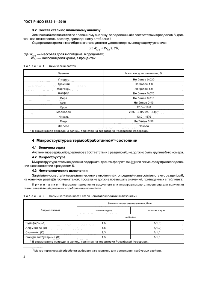 ГОСТ Р ИСО 5832-1-2010,  6.