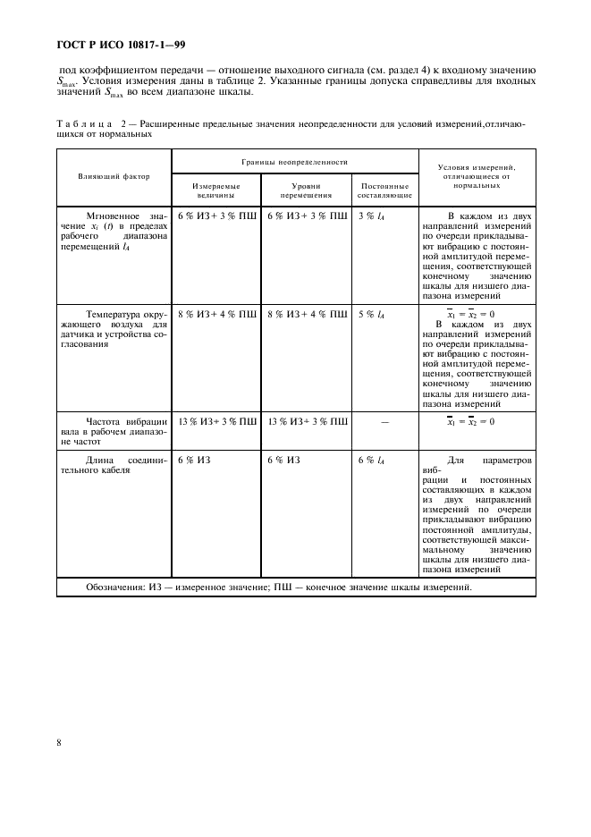 ГОСТ Р ИСО 10817-1-99,  11.