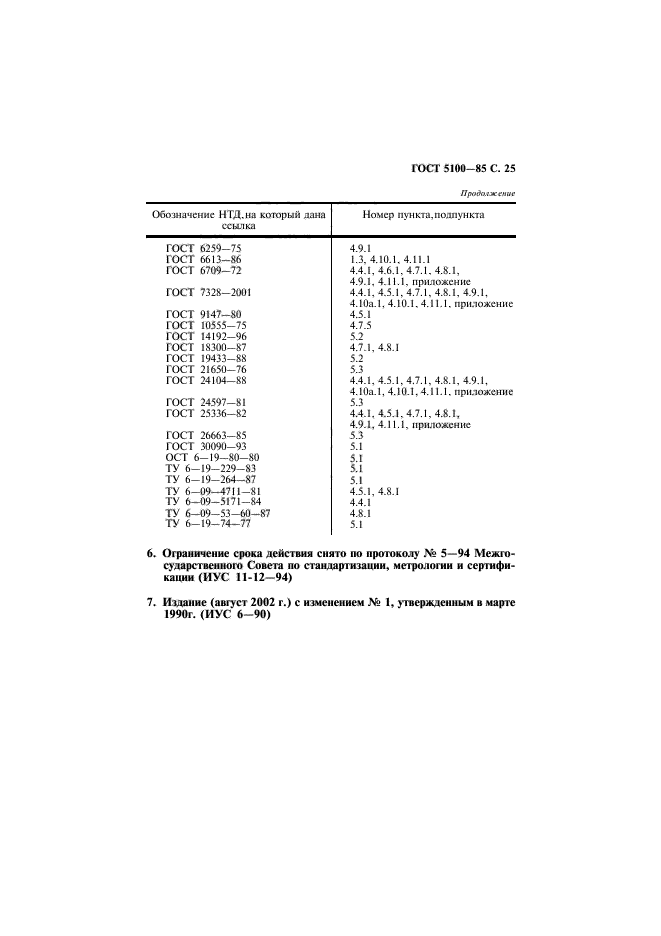 ГОСТ 5100-85,  26.