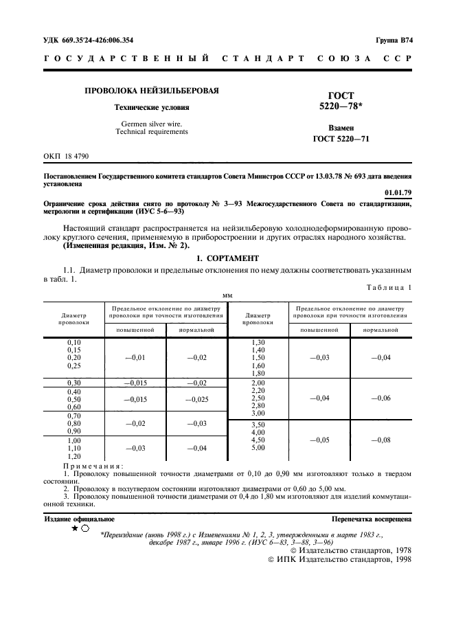 ГОСТ 5220-78,  3.