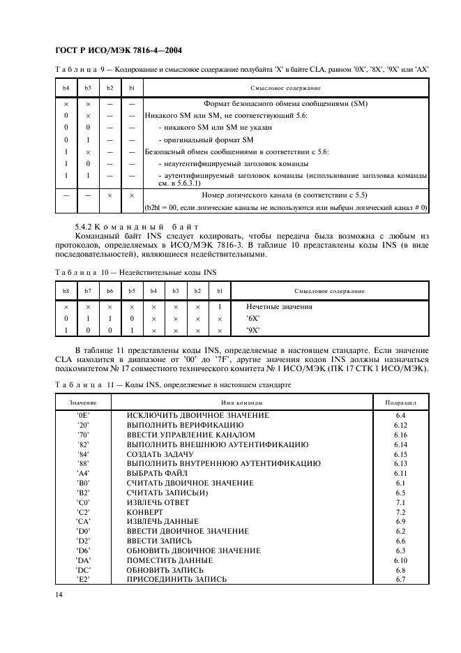 ГОСТ Р ИСО/МЭК 7816-4-2004,  18.