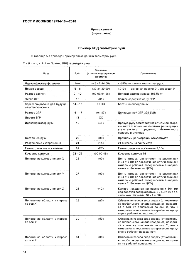 ГОСТ Р ИСО/МЭК 19794-10-2010,  18.