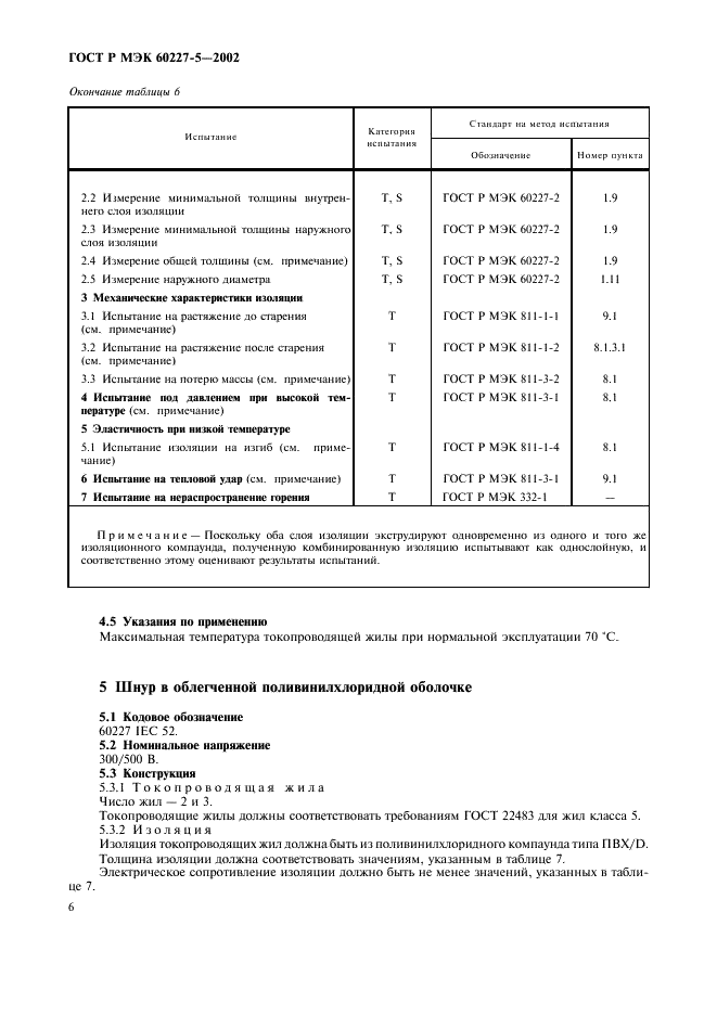 ГОСТ Р МЭК 60227-5-2002,  9.