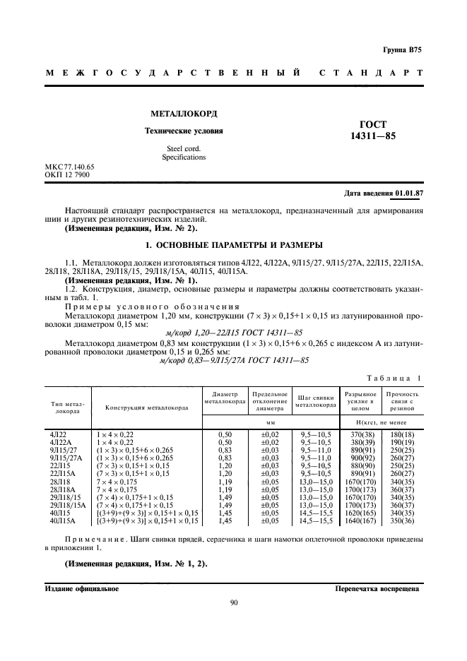 ГОСТ 14311-85,  1.