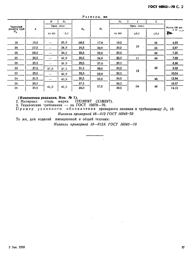 ГОСТ 16043-70,  2.