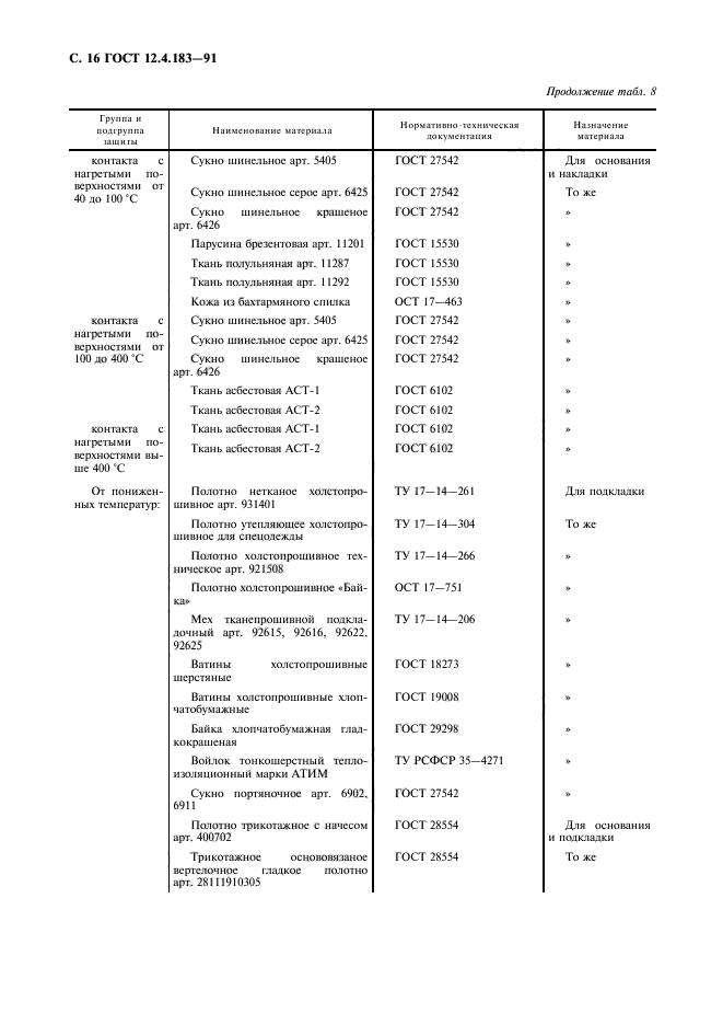 ГОСТ 12.4.183-91,  17.