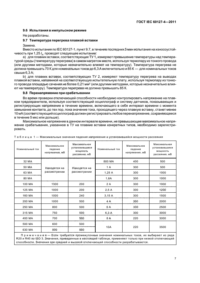 ГОСТ IEC 60127-4-2011,  9.