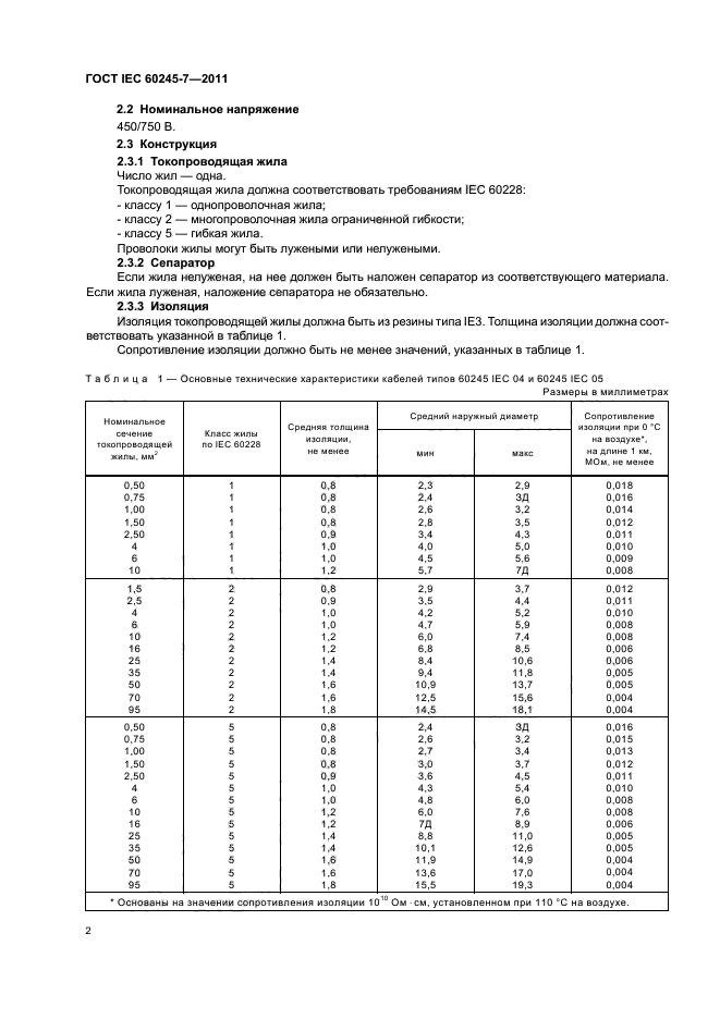 ГОСТ IEC 60245-7-2011,  4.